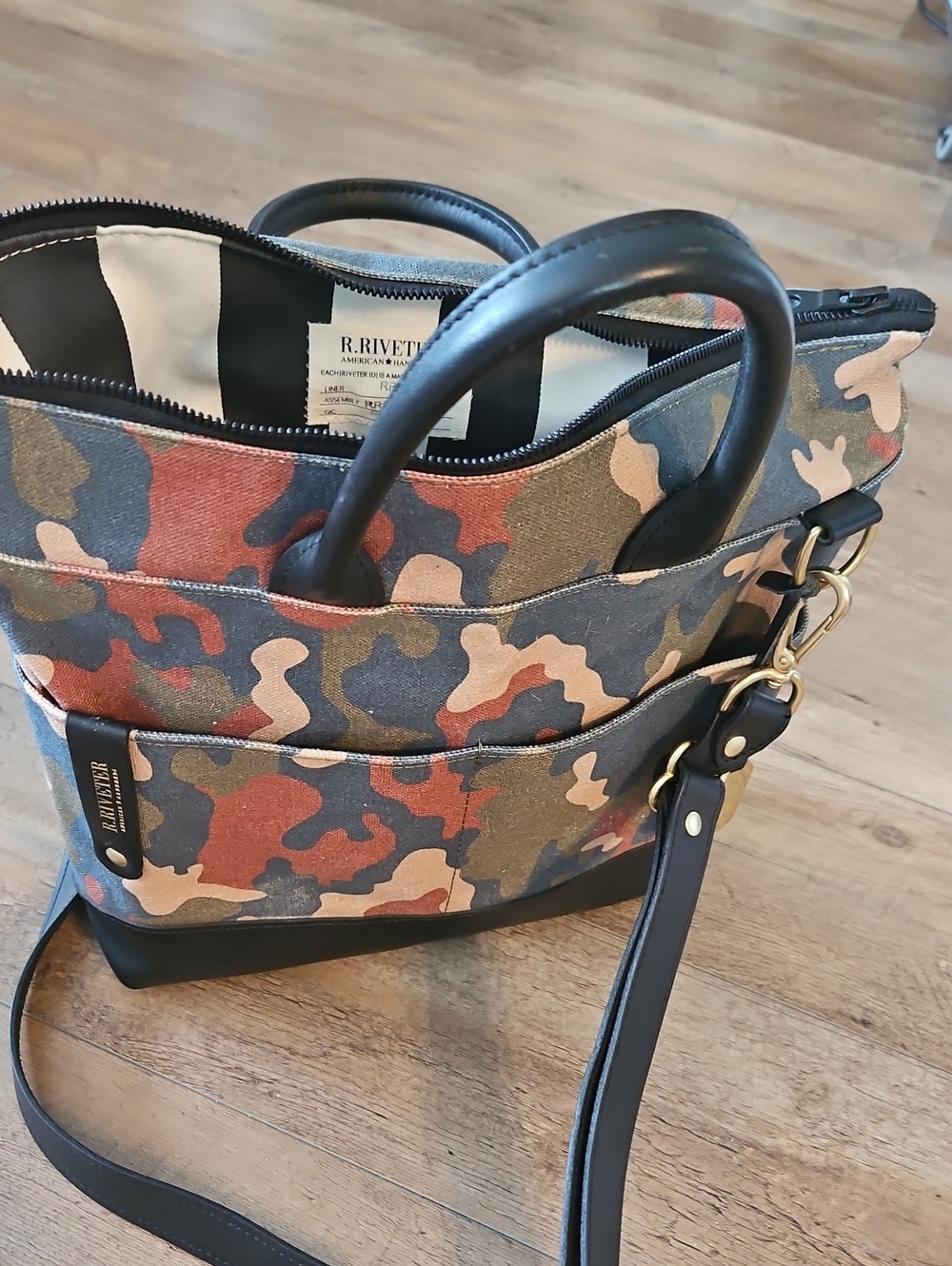 R. Riveter Camouflage Canvas Shoulder Tote in Multitone Camo